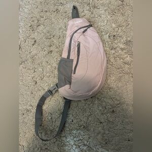 G4free Pink & Gray Sling Bag Crossbody Backpack for Women & Men Travel Outdoors